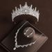 Crown headdress necklace earrings retro atmospheric rhinestone birthday crown hair accessories bride wedding dress three piece suit_ipsvogv.com