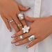 6-Piece Baroque Flower Pearl Ring Set, Trendy Personality Fashion Internet Celebrity Style Ring Combination_ipsvogv.com