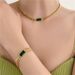 Chain Zircon Double Chain Stacked Simple Green Square Bracelet Necklace Earring Set For Women_ipsvogv.com