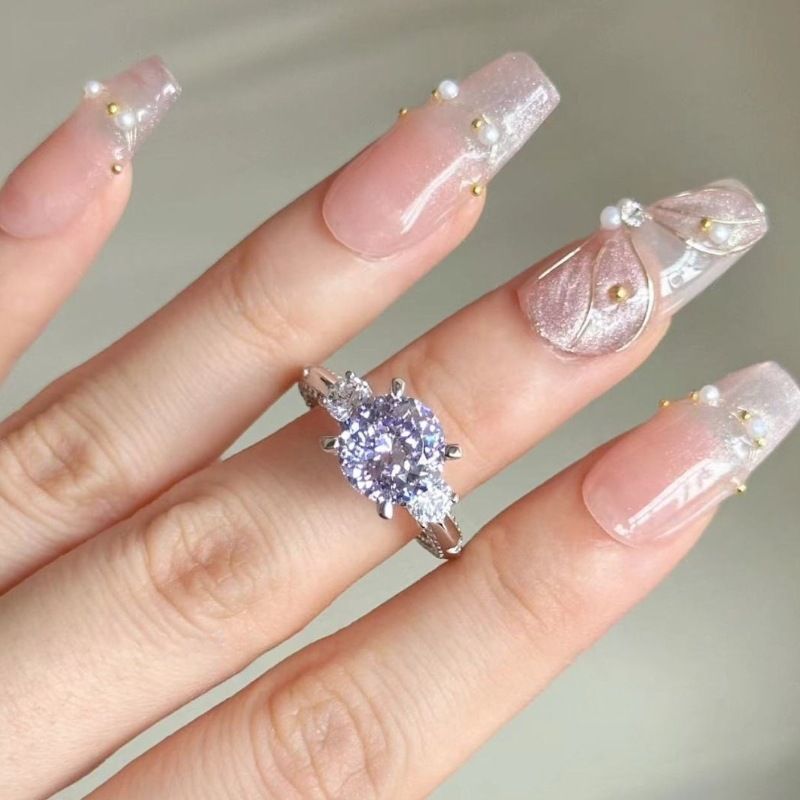 Light Luxury Niche Taro Purple Zircon Inlaid Full Diamond Four Claw Bursts With Summer Versatile Index Finger Ring_ipsvogv.com