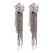 Elegant and fashionable retro geometric metal hollow rhinestone tassel chain earrings for women, versatile and high end jewelry_ipsvogv.com