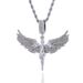 Inlaid Diamond Winged Goddess Pendant Necklace For Men And Women Hip-Hop Single Row Twist Chain_ipsvogv.com