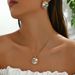 Korean Minimalist Jewelry Set - Geometric Earrings & Necklace With Gemstone Accents, Dainty Irregular Design For Women_ipsvogv.com