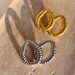 Real Gold Electroplated Titanium Steel Irregular Hollow Embossed O Shaped Gold And Silver Earrings_ipsvogv.com