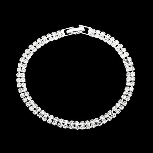 Crystal Rhinestone Bridal Jewelry Set - Necklace, Earrings & Bracelet (3-Piece Wedding Collection)_ipsvogv.com
