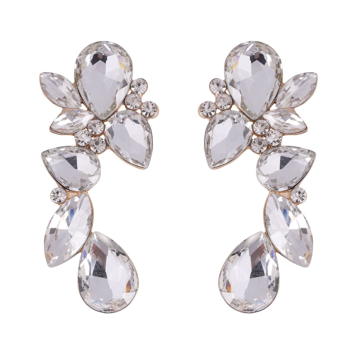 Trendy design teardrop shaped gem earrings Luxury colorful super flash glass diamond earrings new_ipsvogv.com