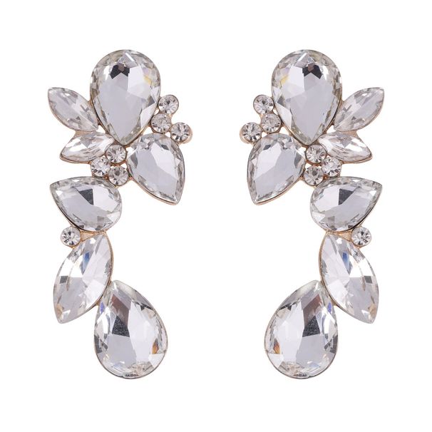 Trendy design teardrop shaped gem earrings Luxury colorful super flash glass diamond earrings new_ipsvogv.com