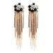 Elegant and fashionable retro geometric metal hollow rhinestone tassel chain earrings for women, versatile and high end jewelry_ipsvogv.com