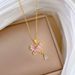 】 Pink 【 Butterfly Water Drop Light Luxury Charm Gorgeous Full Diamond Necklace Women's Versatile Clavicle Chain 【 】_ipsvogv.com