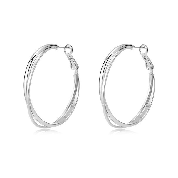 Double Hoop Earrings - Light Luxury Oversized Circle Studs (Minimalist Statement Jewelry Elegant Everyday Accessories)_ipsvogv.com
