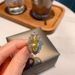 Cao Shi Olive Horse Eye Shaped Luxury Women's Internet Famous Live Broadcast Model, Crystal Yellow Zircon Ring,_ipsvogv.com
