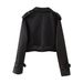 New women's European and American style belted long sleeved short casual windbreaker jacket_ipsvogv.com