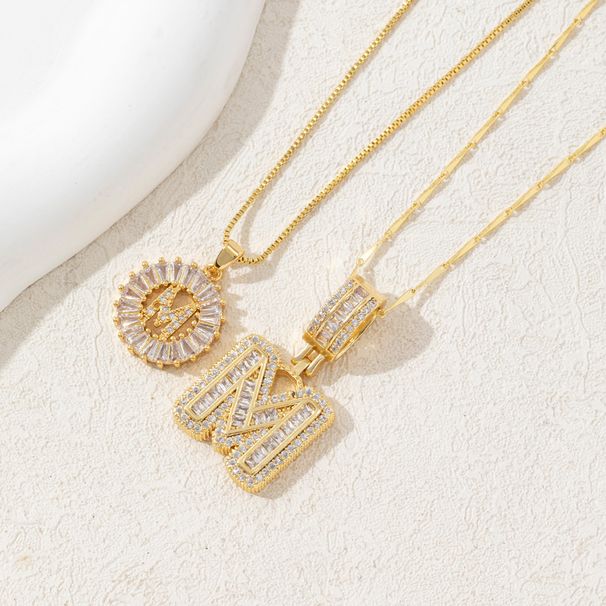 Women's Jewelry Set Fashion Full Diamond Rock Sugar Pendant Necklace For Women Copper Inlaid Zirconium Plated Real Gold Round Flower Letter Set_ipsvogv.com