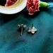 Cao Shi's Korean version is simple and slightly inlaid with diamonds, zircon earrings, lucky grass flowers, small and elegant ear ornaments_ipsvogv.com