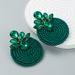 Fashionable And Trendy Exaggerated Earrings, Alloy Colored Rhinestone Polyester Elastic Thread Woven Round Earrings_ipsvogv.com