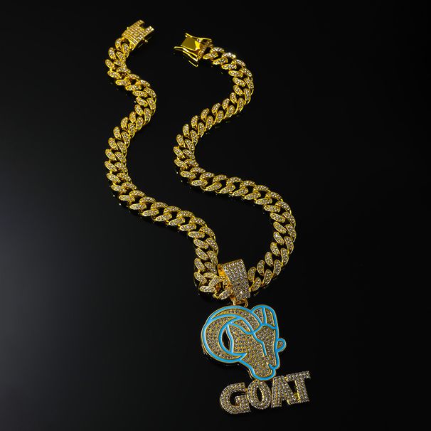 Rap new full goat letter GOAT pendant hip-hop street personality punk style diamond necklace_ipsvogv.com