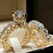 New Jewelry Women's Round Inlaid Fashion Pair Full Diamond Ring_ipsvogv.com