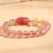 Natural Strawberry Crystal Fox Bracelet, New Chinese Peach Blossom Minimalist Antique Style Women's Bracelet_ipsvogv.com