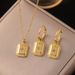 Stainless Diamond Studded Eight Pointed Star Square Pendant With Titanium Steel Vacuum Electroplated Gold Color_ipsvogv.com