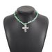 11752 Irregular Western Cowboy Style Natural Stone Turquoise Cross Necklace_ipsvogv.com