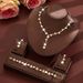 Women’s Jewelry Set Fashion Hot Selling Claw Chain Necklace Earrings Bracelet Set Three Piece Pearl Clavicle Chain Evening Dress Accessories_ipsvogv.com