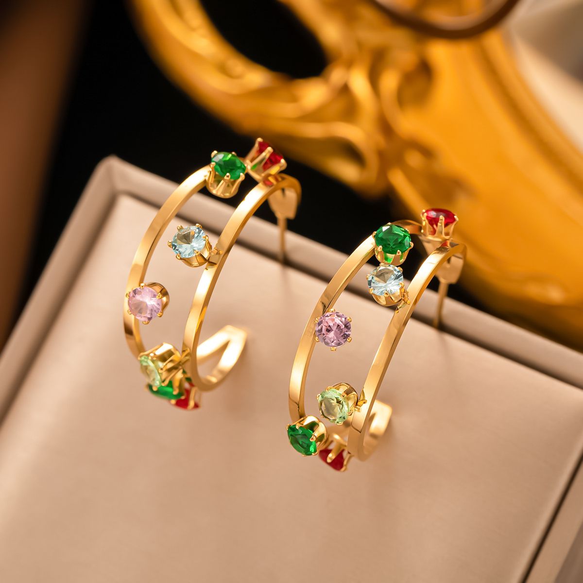 New Stainless Steel Colored Zircon With Tassel And High Quality Charm, Hollow Butterfly Earrings_ipsvogv.com