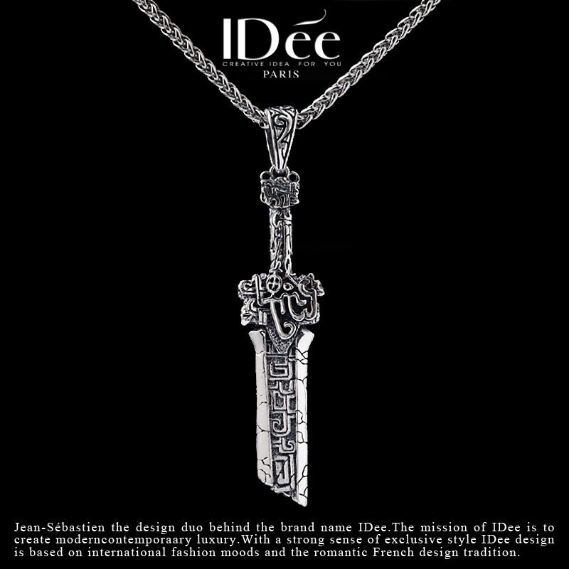 Frech Idoe Aciet Sword Ecklace Tredy Me's Thai Pedat Persoalized Pure Silver Accessory Light Luxury Iche_ipsvogv.com