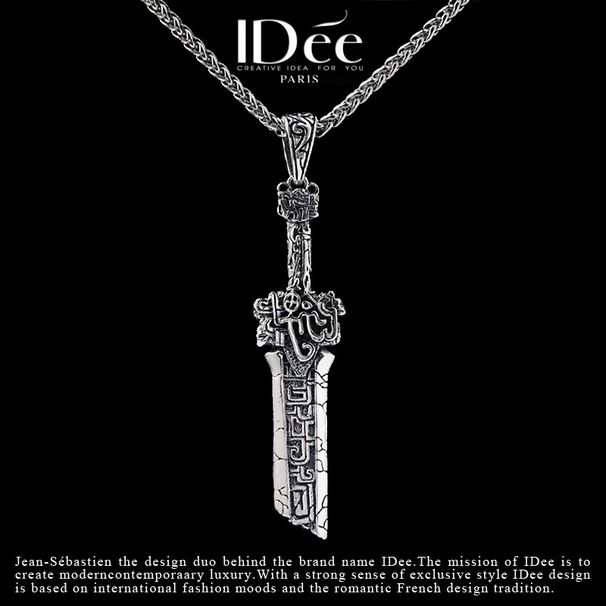 Frech Idoe Aciet Sword Ecklace Tredy Me's Thai Pedat Persoalized Pure Silver Accessory Light Luxury Iche_ipsvogv.com