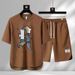 Men's Clothing Summer fashion brand new casual short sleeved sports five point pants two piece suit men's large size loose T shirt top_ipsvogv.com