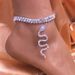 fashion full diamond double-layer Anklet creative zodiac snake pendant foot decoration beach rhinestone Anklet Anklet_ipsvogv.com