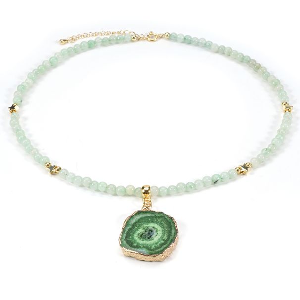 4mm Round Beads Green Fluorite Aquamarine Natural Stone Necklace Clavicle Chain Simple And Versatile_ipsvogv.com