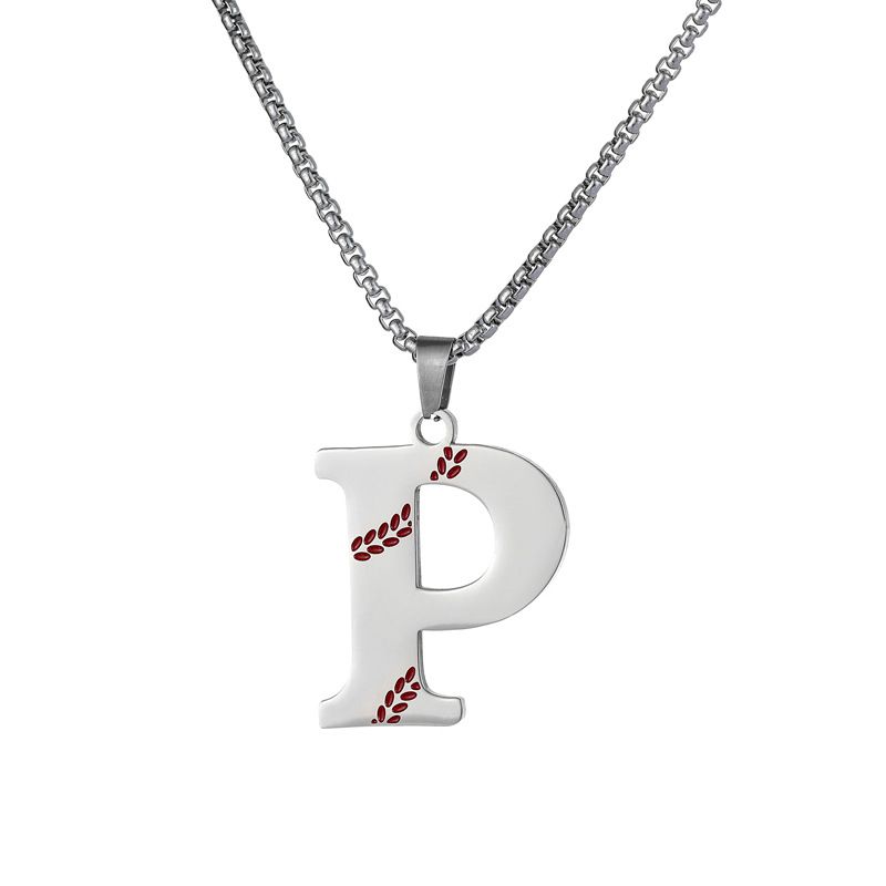 hot selling stainless steel 26 letter baseball oil drop necklace personality hip hop street style design jewelry_ipsvogv.com