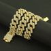 Hip hop full three row diamond necklace for men's Cuban motorcycle trendsetter accessories_ipsvogv.com