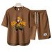 Men's Clothing 2024 Waffle Casual Summer Suit Men's Loose Teen Short sleeved T shirt Shorts Handsome Two piece Suit_ipsvogv.com