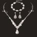 Bridal Wedding Jewelry Three Piece Set, Radiant Water Diamond Zircon Angel Tear Drop Necklace, Earrings, Bracelets_ipsvogv.com