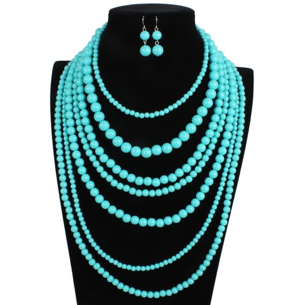 Exaggerated multi-layer candy colored sweater chain necklace bead neck_ipsvogv.com