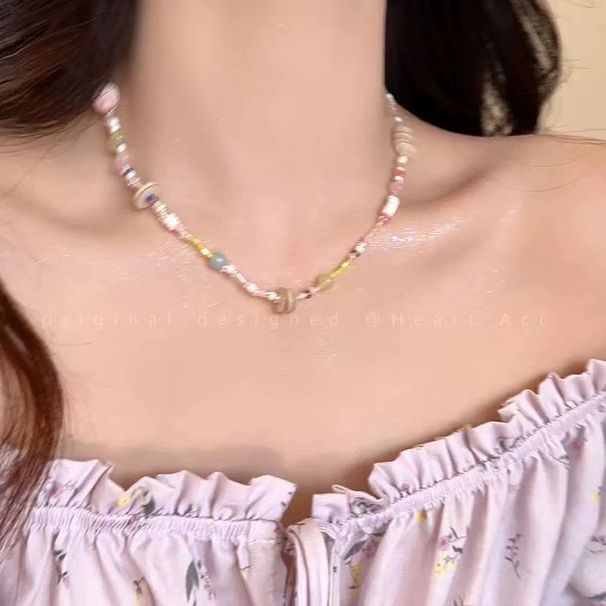 Candy Seaside Colorful Beaded Necklace, Cute Female Star, Dopamine Accessories, Sweet Cool, Spicy Girl, High Cold,_ipsvogv.com