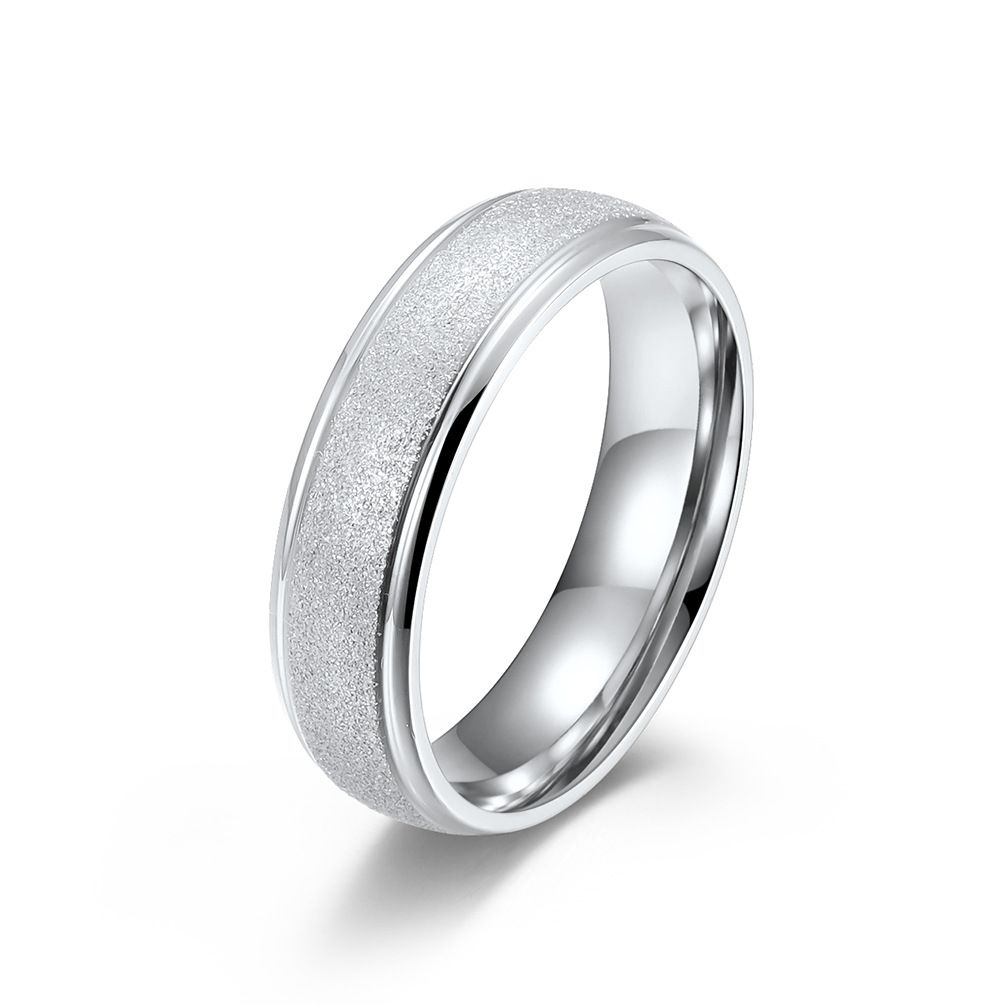 Simple stainless steel inner and outer arc pressed sand ring titanium steel plated K gold neutral cold style ring for men and women_ipsvogv.com