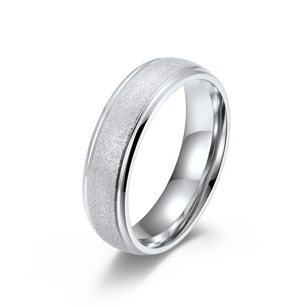 Simple stainless steel inner and outer arc pressed sand ring titanium steel plated K gold neutral cold style ring for men and women_ipsvogv.com