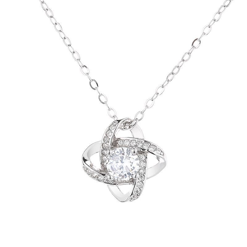 S925 Sterling Silver Four Leaf Clover Necklace Simple Eternal Star Full Diamond Zircon Pendant Cross Border Clavicle Chain_ipsvogv.com