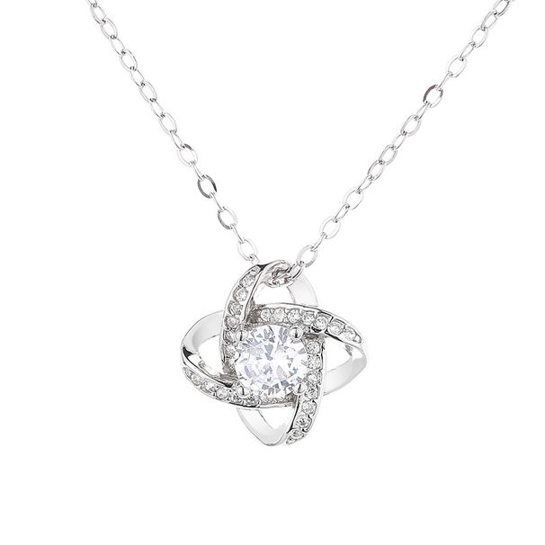 S925 Sterling Silver Four Leaf Clover Necklace Simple Eternal Star Full Diamond Zircon Pendant Cross Border Clavicle Chain_ipsvogv.com