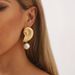 12627 Beach Fashion Pearl Conch Metal with Simple and Versatile Style, Summer Vacation Style Earrings_ipsvogv.com