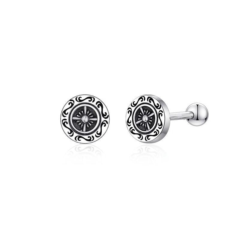 Cross Boat Rudder Men's Silver Needle Anti Allergy 2025 New High-end Sensory Earrings_ipsvogv.com