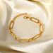 Exquisite Stainless Steel Rectangular Gold PVD Electroplated Hand Cut Chain Bracelet, Jewelry For Women_ipsvogv.com