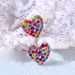 New hip-hop style inlaid colorful set, niche hollow heart design earring accessory_ipsvogv.com