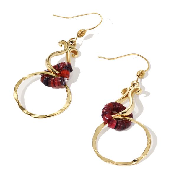 Women's Jewelry French Retro Gourd Titanium Steel Earrings High Grade Wine Red Geometric Circle Niche All Match Middle Aged Earring_ipsvogv.com