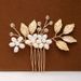 Bridal Jewelry Leaf Hair Comb Hand Woven Pearl Insert Comb Headdress Wedding Jewelry_ipsvogv.com