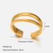 Women’s Jewelry Set Fashion Simple Double Layer Steel Ring Personality All Match Cold Style Real Gold Electroplated Opening Adjustment Ring_ipsvogv.com