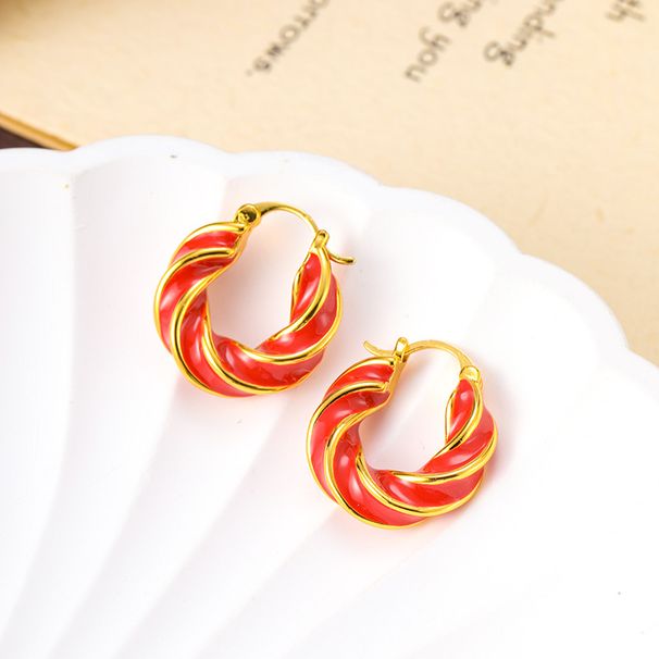 Advanced spiral patterned enamel drip glazed earrings with summer design and fashionable ear accessories_ipsvogv.com