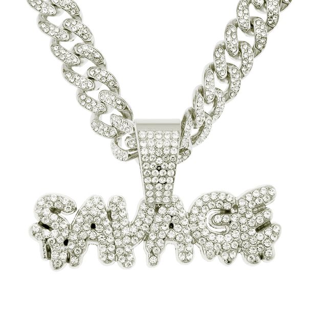 Hip Hop Personalized Men's Fashion Accessories Full Diamond Spliced Letter Pendant Cuban Necklace Sweater Chain_ipsvogv.com